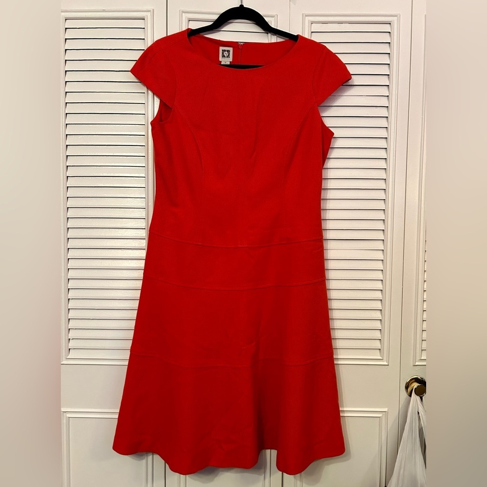 Anne Klein Office business Dress orange woman size 12 short sleeves knee length